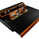 The Lego 2600, with its top slid forward revealing a diorama of a 1970s living room.